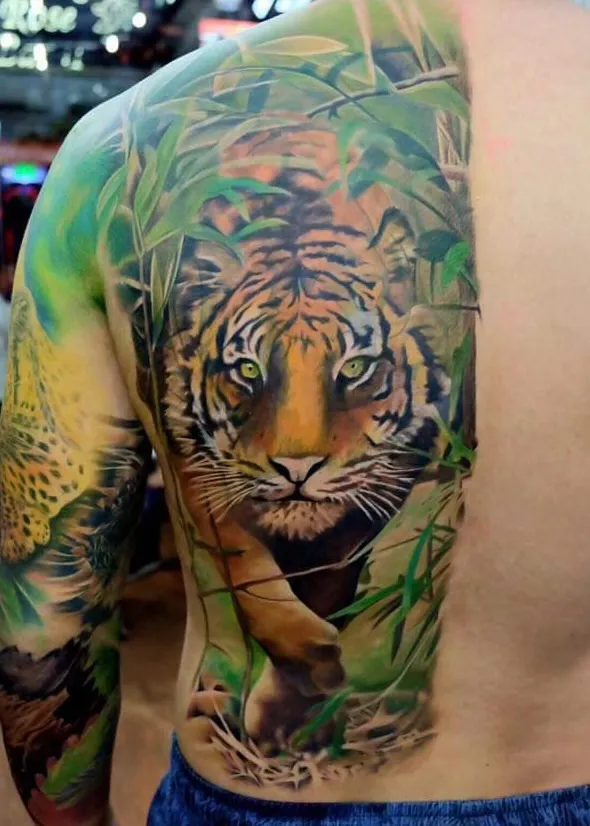 Full colour tiger realism tattoo by Kangaroo Ink Patong